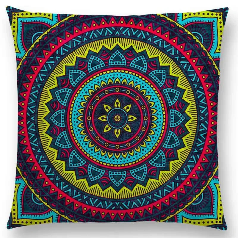 Axyaa Boho Rainbow Mandala Pillow Case Sun Moon Flowers Dream Fantasy Cover