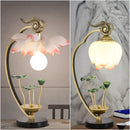 Axyaa Lotus Iron Art Table Lamp with LED Glass Lampshade for Living Room Decoration