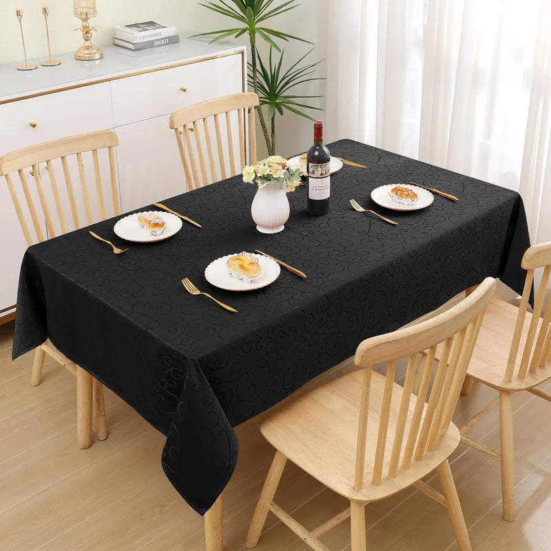 Axyaa Stain-Resistant Polyester Tablecloth: Easy Care Jacquard Dyeing for Home Banquets & Parties