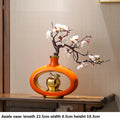 Axyaa Chinese Style Ceramic Vase with Wooden Frame: Retro Modern Home Decor Vase