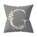 Axyaa Grey Flowery Print Alphabetic Cushion Cover for Home Sofa Decor 45x45cm