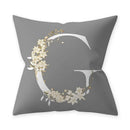 Axyaa Grey Flowery Print Alphabetic Cushion Cover for Home Sofa Decor 45x45cm
