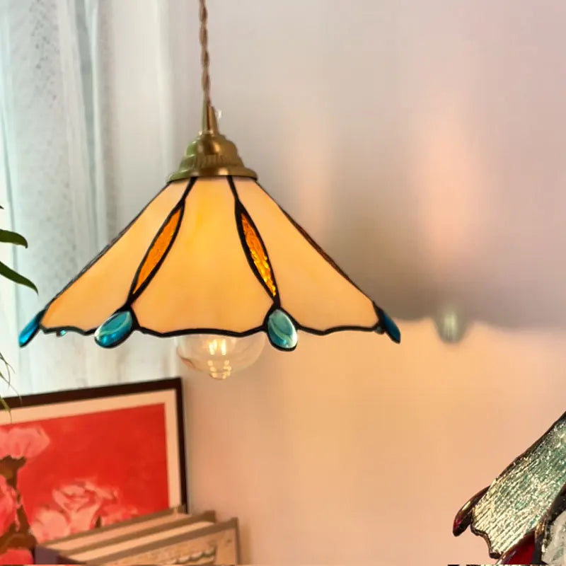 Axyaa Modern Pink Glass LED Pendant Lights Copper Hanging Lamp for Home Decor