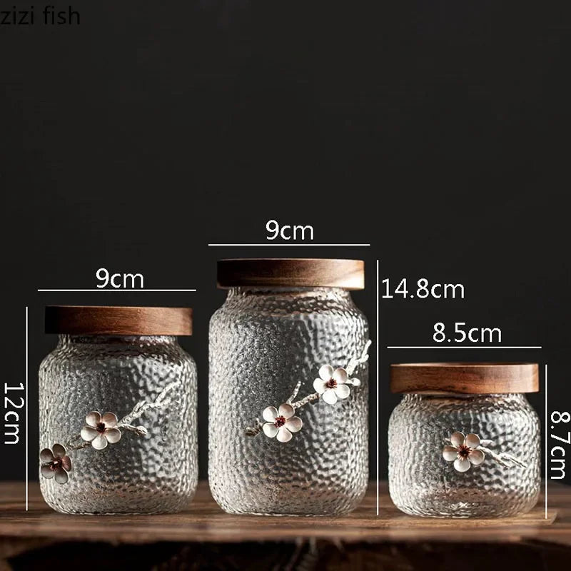 Glass Plum Blossom Candy Jar by Axya: Creative Tea & Dried Fruit Storage Container