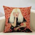 Axyaa Beauty Girl Cat Print Linen Pillowcase Portrait Cartoon Home Decor Cover