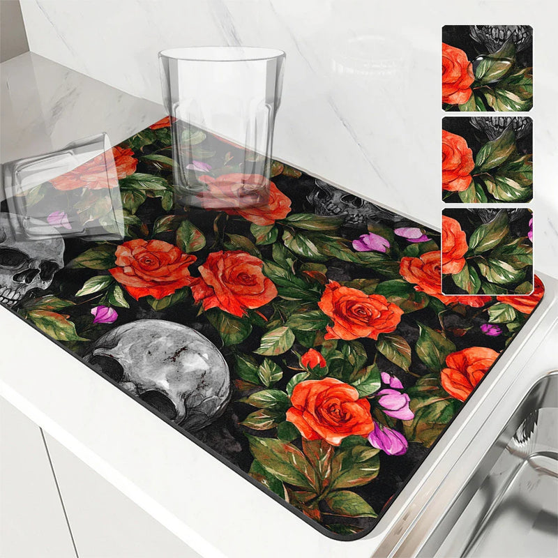 Axyaa Absorbent Anti-slip Coffee Dish Mat | Quick Dry Draining Pad for Kitchen/Bathroom