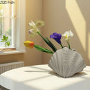 Axyaa Beige Shell Ceramic Vase Dried Flower Arrangement Hydroponic Decor Craft