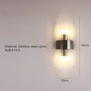 Axyaa Clear Crystal LED Wall Sconces for Bedroom, Stainless Steel Wall Lights for Dining Room