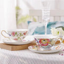 Axyaa Floral Porcelain Coffee Mug and Saucer Set - Creative Tea Cup for Home Breakfast