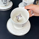 Axyaa Cute Kitten Ceramic Cat Claw Cup, 3D Coffee Cup 220ml