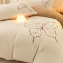 Axyaa Warm Fleece Embroidery 4-Piece Set | Cozy Contrast Colors | Skin-friendly & Thick