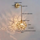 Axyaa Copper Glass LED Wall Lamp Sconce with Pull Chain Switch