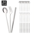 Axyaa Luxury Golden Korean Stainless Steel Dinnerware Set 24Pcs