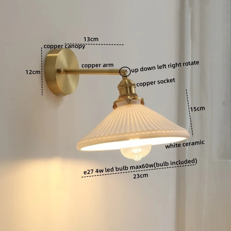 Nordic Modern LED Wall Light Axyaa Ceramic Bedside Lamp Pull Chain Switch