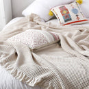Axyaa Cotton Knitted Waffle Blanket - Soft Japanese Embossed Plaid Throw