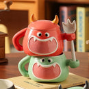 Axyaa Elegant Ceramic Cup with Lid, Spoon - Funny High-Aesthetic Water Mug Gift
