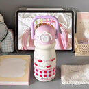 Axyaa Kawaii Cherry Kids Thermal Water Bottle Stainless Steel Tumbler Straw Handle