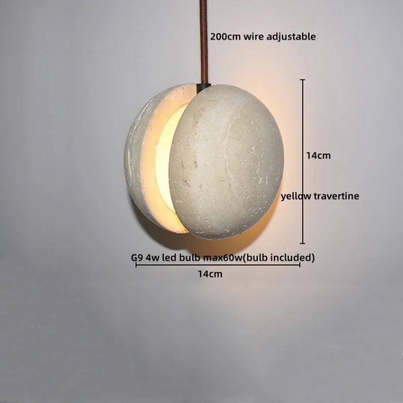 Axyaa Travertine LED Pendant Lights Natural Stone Hanging Lamp