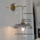 Axyaa Amber Vintage LED Wall Light Glass Copper Pull Chain Switch Bedside Lamp