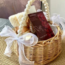 Axyaa Wicker Rattan Flower Basket with Pearl Handle and Bow