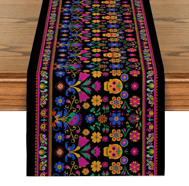 Axyaa Halloween Skulls Table Runner for Kitchen and Dining Room