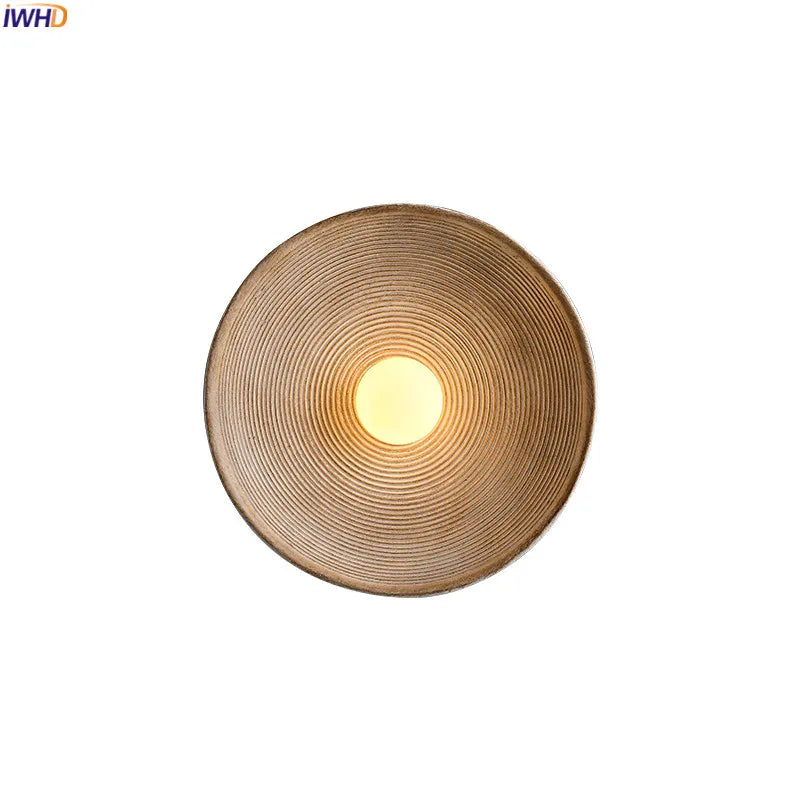 Axyaa Round Resin LED Wall Sconce Light Japanese Style Wandlamp