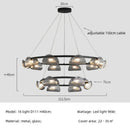 Axyaa Smoky Gray Glass Chandelier Pendant Light Luxury Living Room LED Luminarias