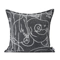 Axyaa Designer Luxury Abstract Face White Sofa Throw Pillow Cover