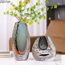 Axyaa Gradient Glazed Glass Vase Hydroponics Flower Pots Modern Home Decor