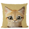 Axyaa Cute Animal Big Eyes Dog Funny Cat Throw Pillow Cover Home Decor Cotton Linen