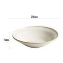 Axyaa Beige Line Pattern Ceramic Soup Bowl Set - Japanese Style Tableware