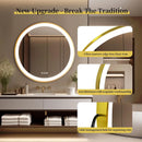 Axyaa Round LED Wall Mirror Gold Frame Anti-fog 3 Color Memory