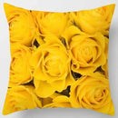 Axyaa Yellow Rose Print Pattern Cushion Cover for Home Decor