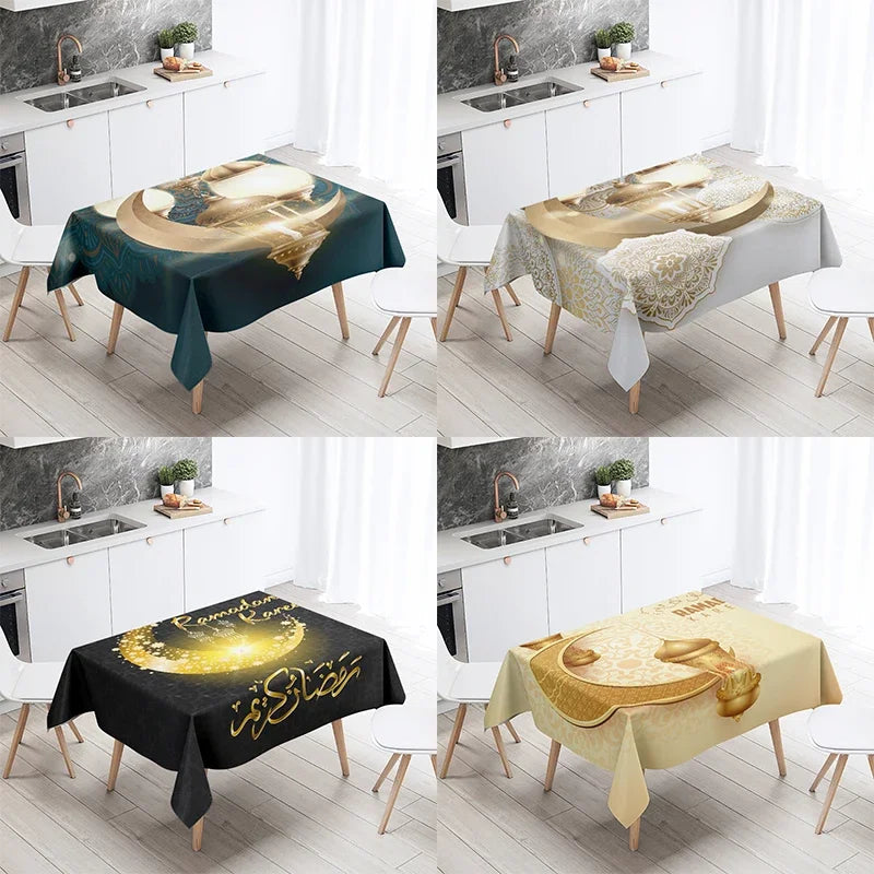 Axyaa Eid Mubarak Mosque Tablecloth: Waterproof, Anti-fouling, Islamic Home Decor