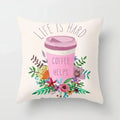Axyaa Coffee Print Polyester Throw Pillow Case for Home Sofa Chair Decor