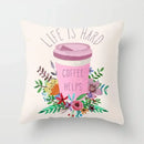 Axyaa Coffee Print Polyester Throw Pillow Case for Home Sofa Chair Decor