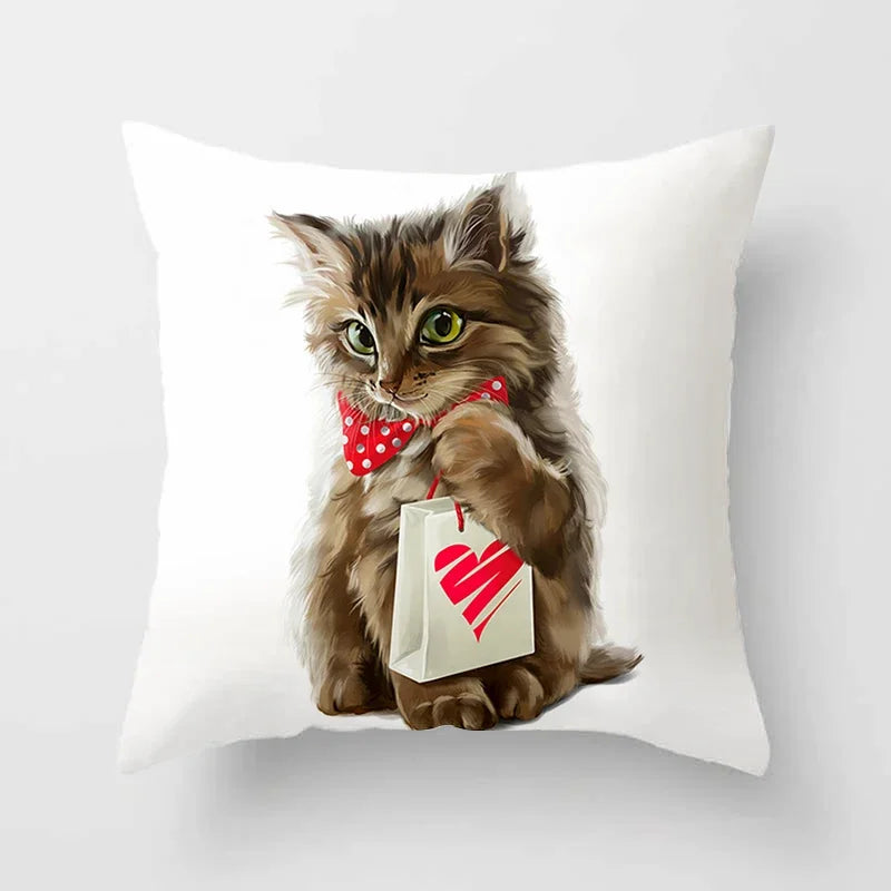 Axyaa Cartoon Cat Animal Sofa Cushion Cover - 45*45 Throw Pillow Home Decor