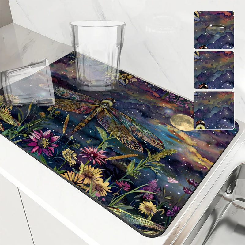 Axyaa Absorbent Non-slip Draining Mat for Kitchen and Bathroom