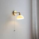 Axyaa LED Wall Sconce with Pull Chain Switch White Glass Stair Light