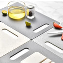 Axyaa Marble-Patterned Double-Sided Chopping Board Set with Stand