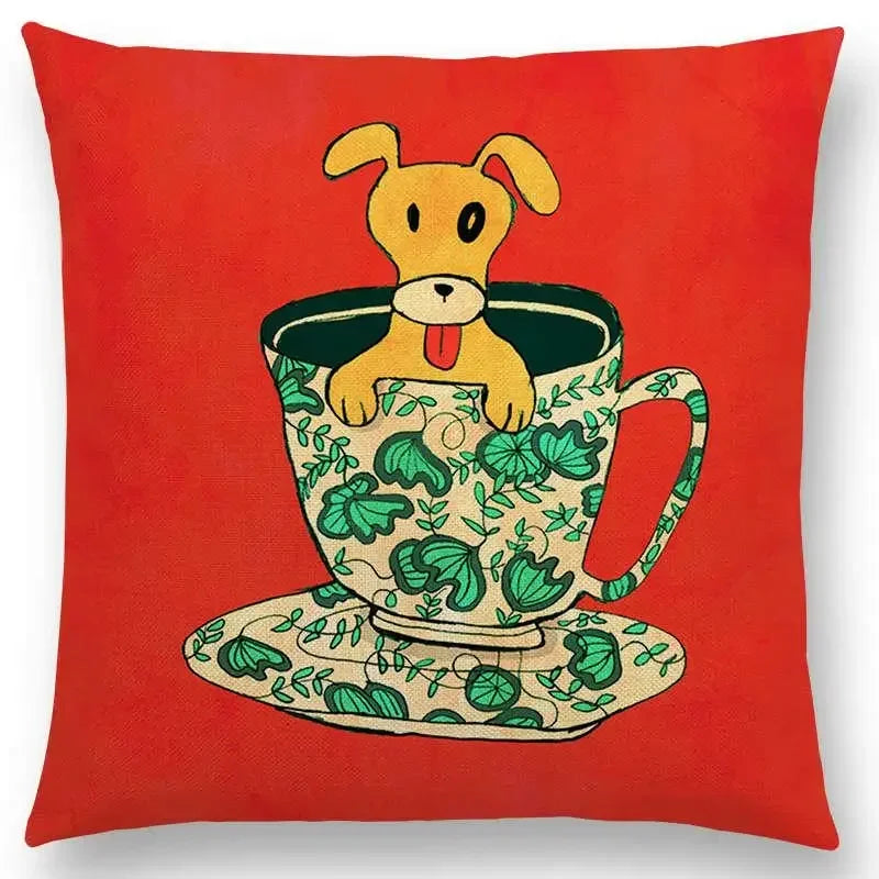 Axyaa Cartoon Animals Cushion Cover - Cat Flamingo Penguin Rabbit Pillow Case