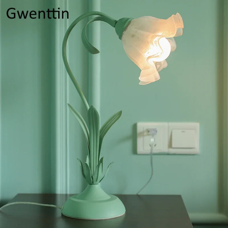 Axyaa Pink Flower LED Table Lamp - Modern Princess Bedroom Decor