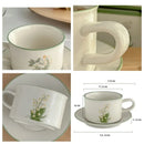 Axyaa Lily of The Valley Ceramic Coffee Cup Saucer Set Luxury Tea Mocha Milk Cup