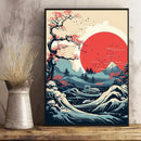 Axyaa Japanese Nature Landscape Canvas Wall Art Prints for Home Decor