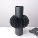 Axyaa Geometric Serrated Metal Flower Vase - Abstract Decorative Cylinder