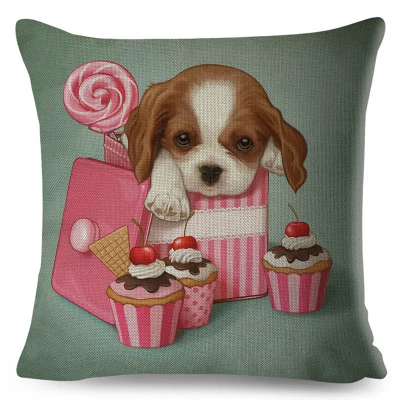 Axyaa Cartoon Dog Linen Pillowcase 45*45cm