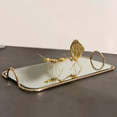 Axya Golden Handle Metal Mirror Storage Tray for Jewelry, Cosmetics, Home & Kitchen