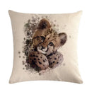 Axyaa Pet Animal Print Linen Pillowcase 45*45cm for Office Sofa Decoration