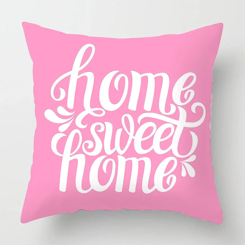 Axyaa Nordic Pink Sweet Home Sofa Cushion Cover, Cozy Living Room Decor