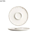 Axyaa Bead Edge Ceramic Dessert Plate for Molecular Cuisine and Sushi